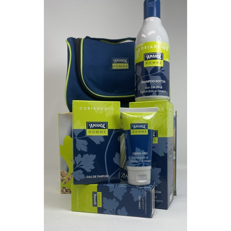 AMANDE Homme Coriandolo Beauty Set - Shampoo Doccia, Eau de Parfum e Crema Viso