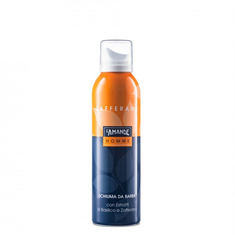 AMANDE Homme Zafferano Schiuma Barba 200 ml - Rasatura Ricca e Protettiva con Fragranza Speziata