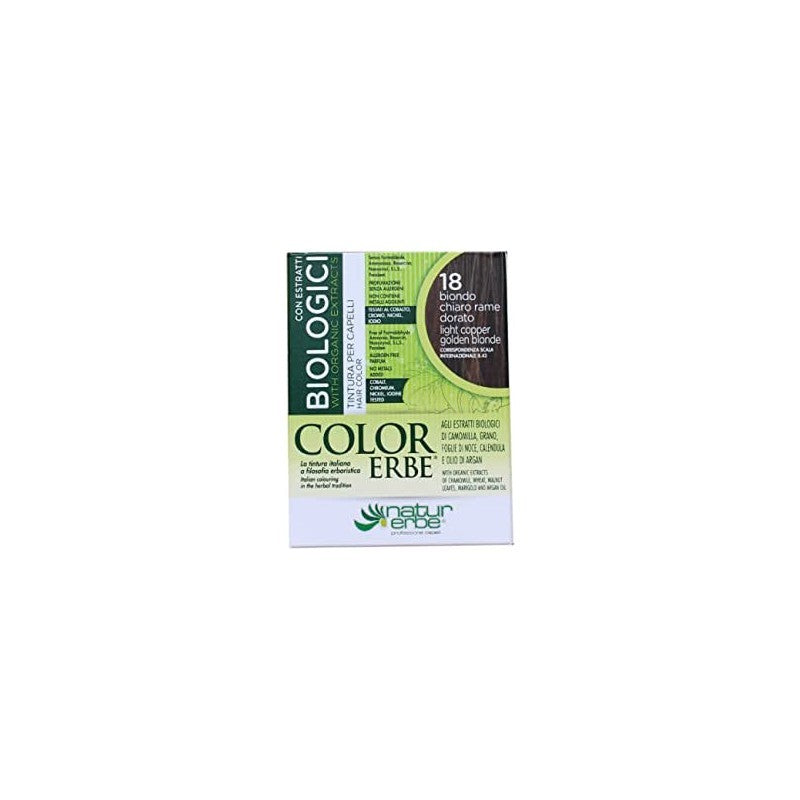 NATUR ERBE Color Erbe Estratti Bio NR 18 Biondo Chiaro Rame Dorato Tinta Bio Naturale Ramata Dorata