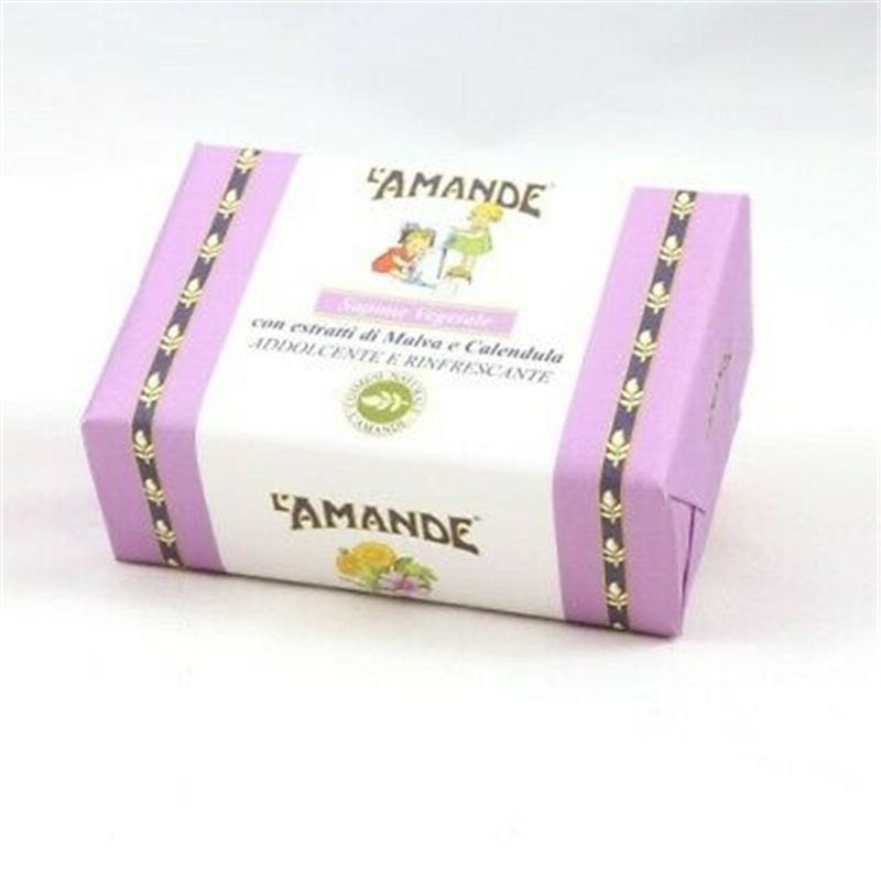 AMANDE Sapone Vegetale L'Amande Malva e Calendula 200 g - Lenitivo e Calmante per Pelli Delicate