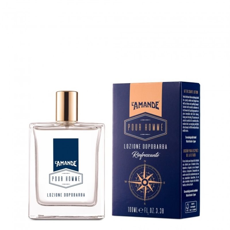 AMANDE Pour Homme Lozione Dopobarba Rinfrescante Alcolica 100 ml - Freschezza Tonificante Dopo la Rasatura