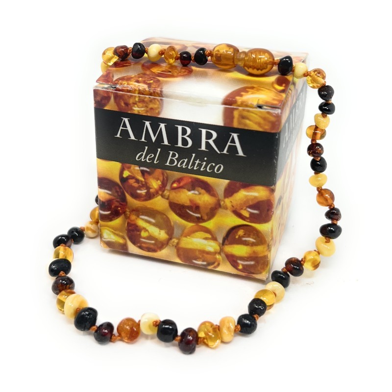 DHANVANTARI Collana Ambra del Baltico Multicolor Bambini Sollievo Irritazioni
