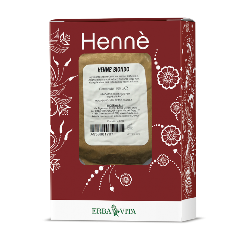 ERBA VITA Henné Biondo 100 g - Tinta Naturale Capelli Biondo Dorato
