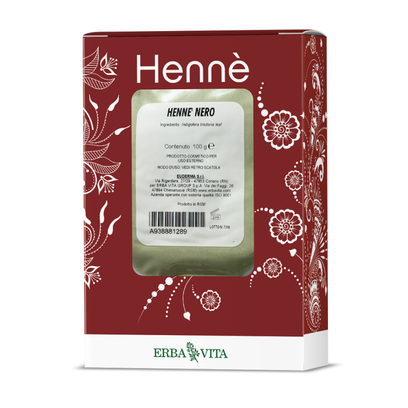 ERBA VITA Henné Nero 100 g - Tinta Naturale Capelli Nero Intenso