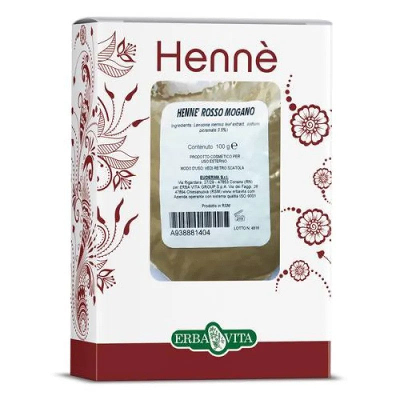 ERBA VITA Henné Rosso Mogano 100 g - Tinta Naturale Capelli Rosso Mogano