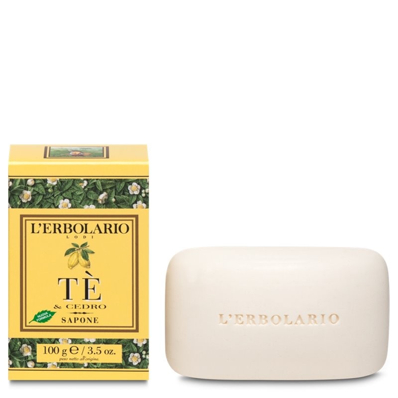 L'ERBOLARIO Tè & Cedro Sapone 100 g - Sapone Solido Energizzante e Legnoso