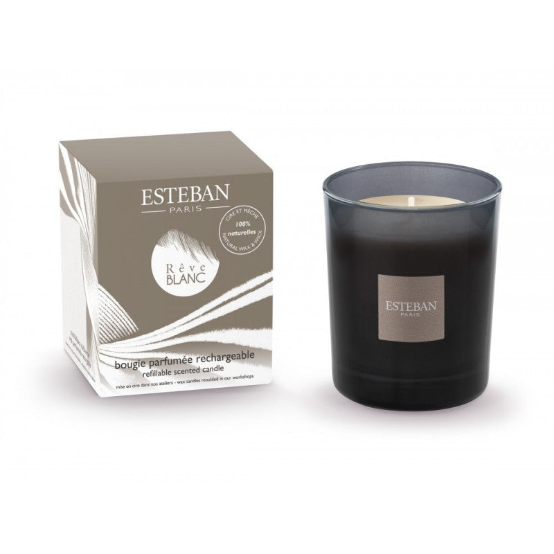 ESTEBAN Rêve Blanc Bougie Parfumée Rechargeable - Édition Moka - 170 gr