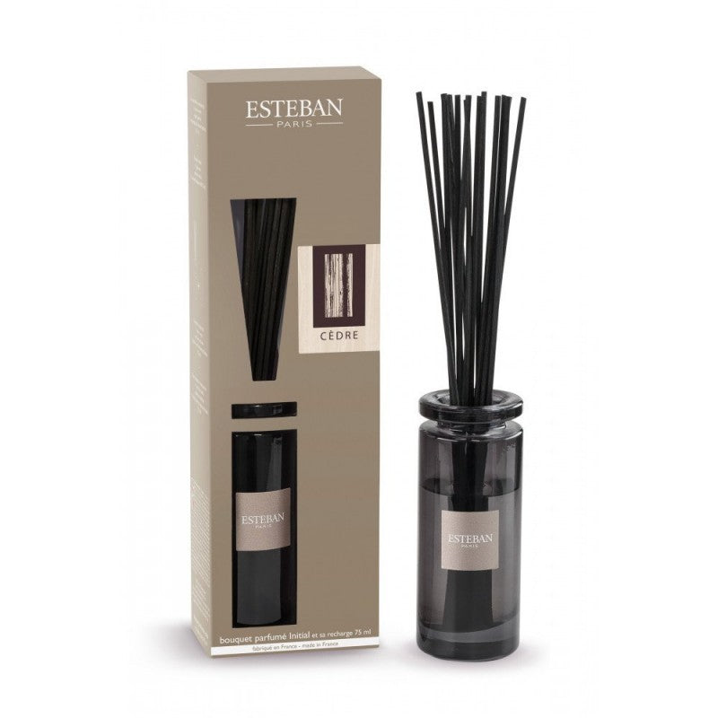 ESTEBAN Cèdre Bouquet Parfumé Initial et sa Recharge 75 ml - Édition - Bouquet Boisé Format Voyage