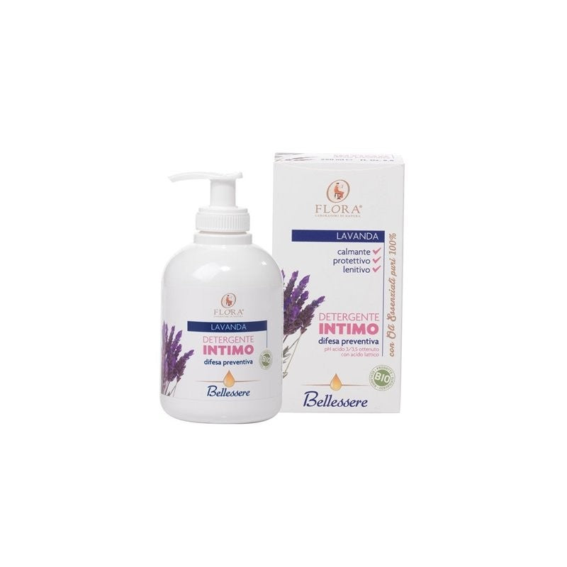 FLORA Detergente Intimo Lavanda 250 ml Bio Bdih - Gel Intime Bio Lavande Apaisant