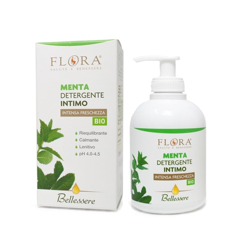 FLORA Detergente Intimo Menta 250 ml Bio Bdih - Gel Intime Bio Menthe Rafraîchissant