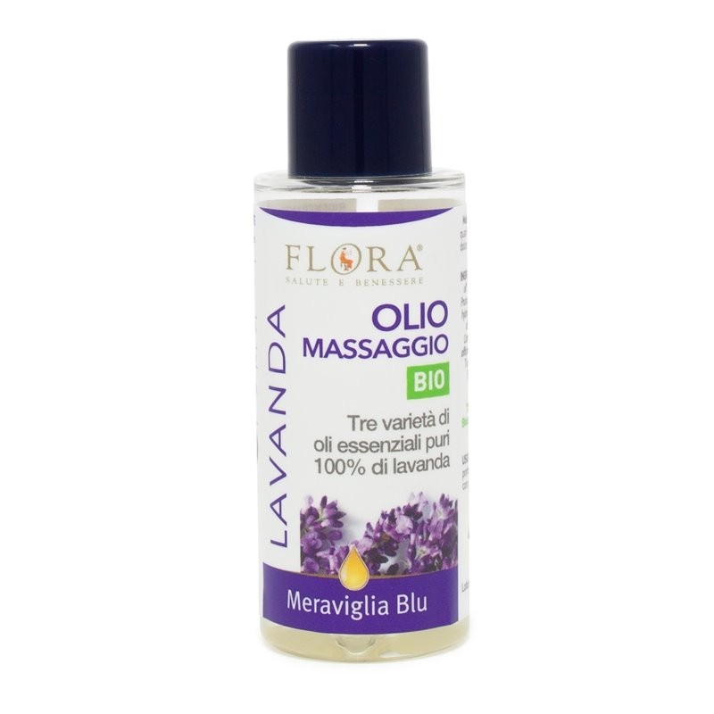 FLORA Olio Massaggio Blu 40 ml Bio Cosmos - Huile de Massage Bleue Fraîche Bio