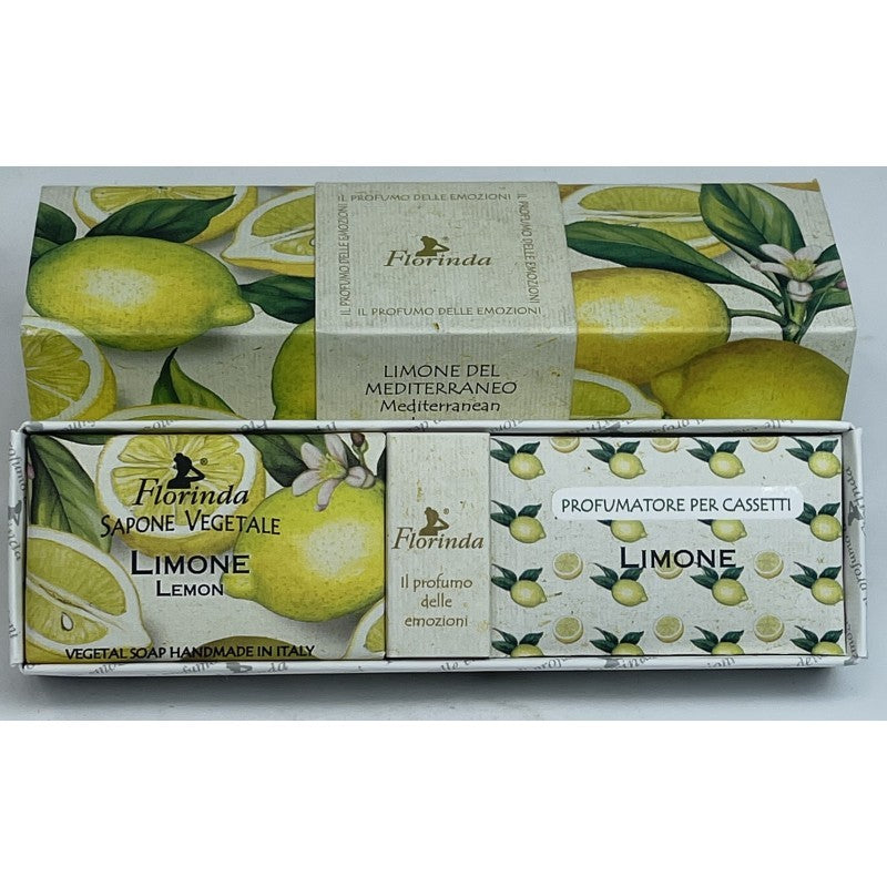 LA DISPENSA Scatola Sapone 50 Gr + 3 Buste Profumatore Limone